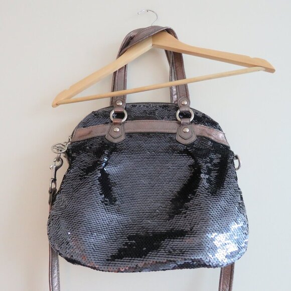 COACH Limited Edition Poppy Spotlight Sequin Metallic Top Handle Crossbody Bag - Picture 10 of 15